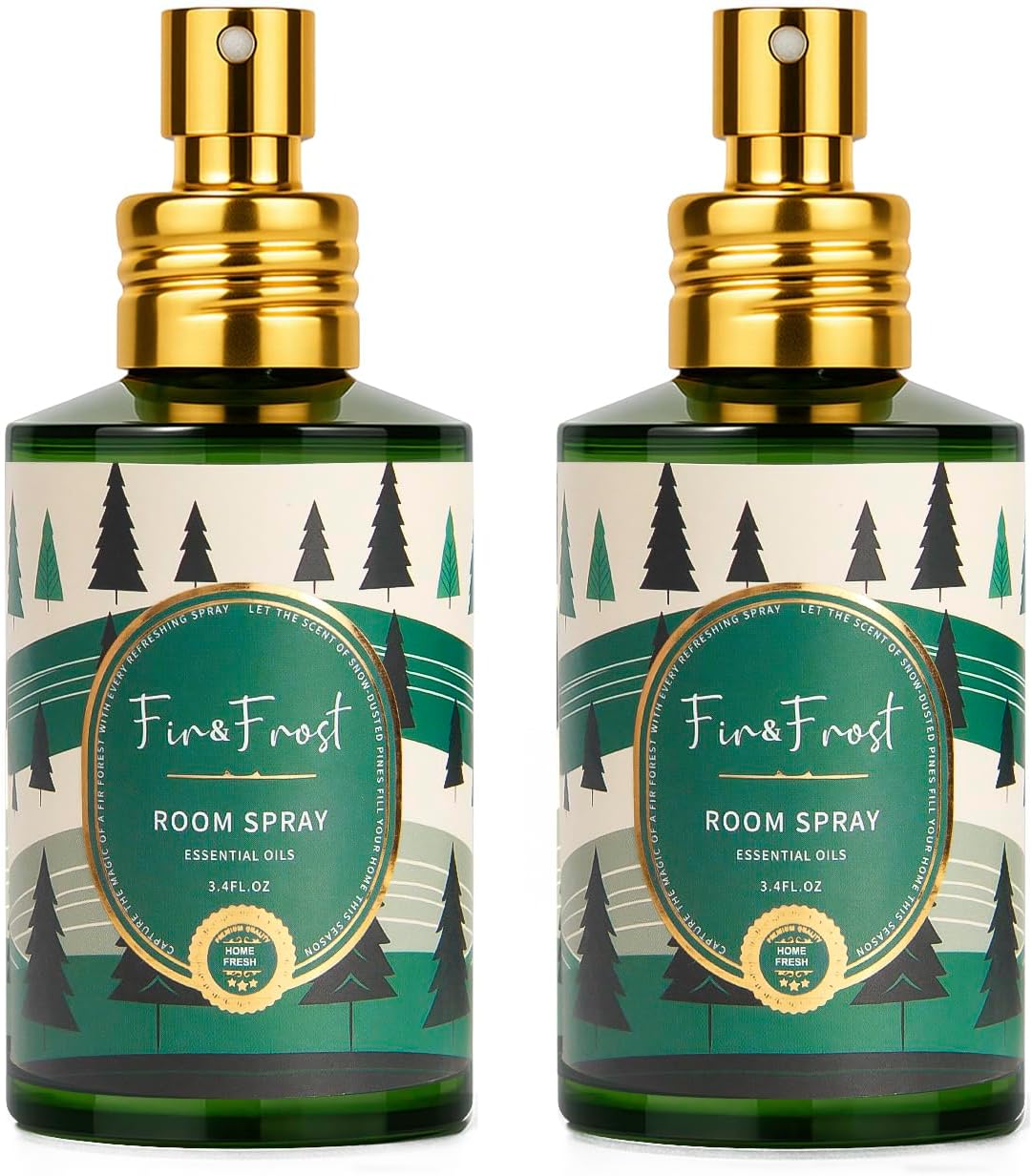 Linen Room Spray 2 Pack, 3.4oz/100ml Each – Long-Lasting Air Freshener & Odor Eliminator for Home, Bathroom, Bedroom & Office, Concentrated Room Spray