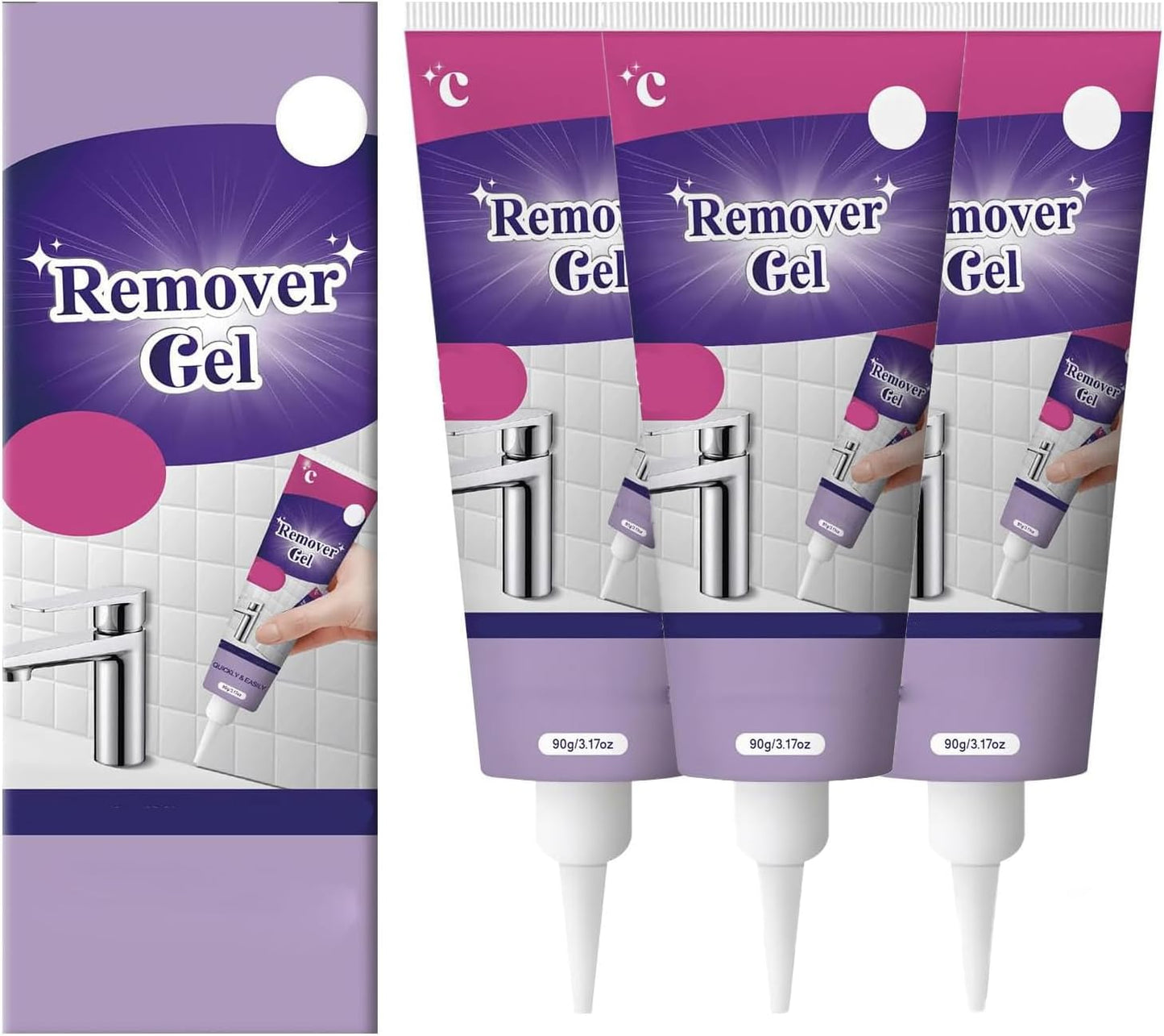 Stain Remover Gel for Tile and Grout - Thick Gel for Vertical Surfaces in Bathroom & Kitchen - Removes Soap Scum and Dirt (1PCS)