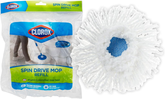 Clorox Spin Dry Mop Machine-Washable Refill Head, One Refill, White