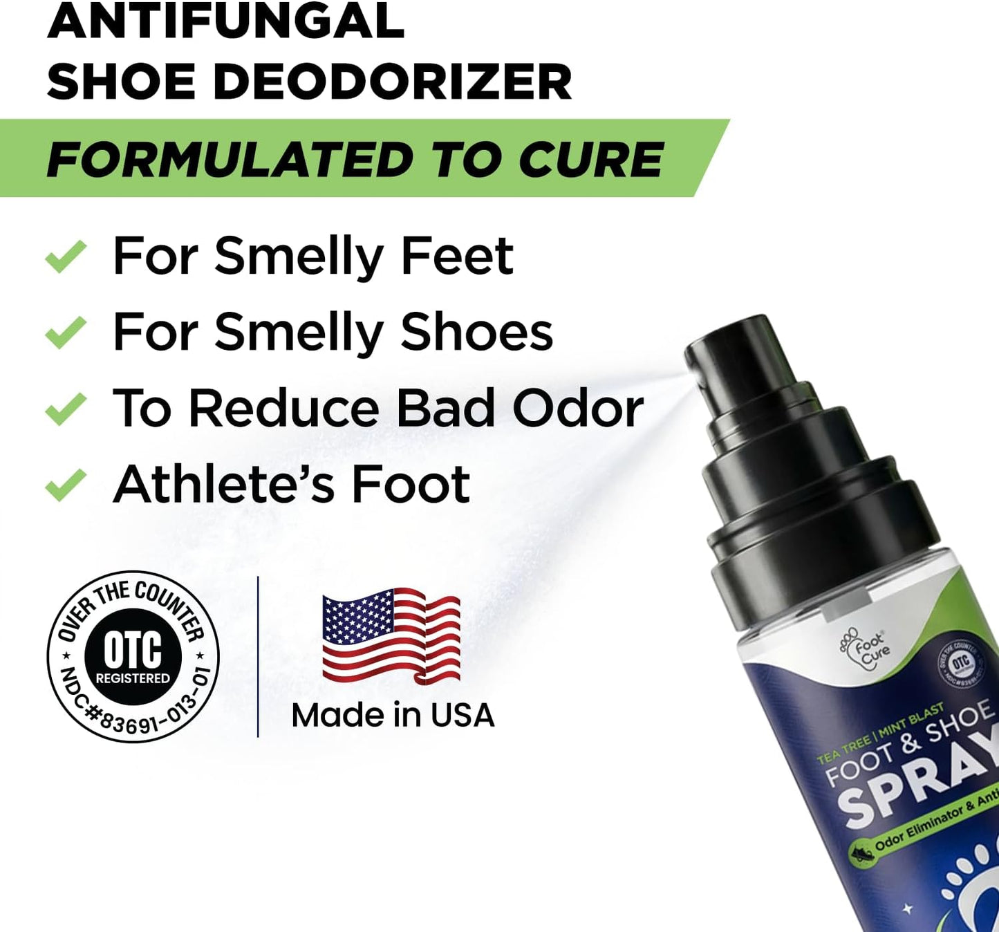 Tea Tree Foot Odor Spray - Mint Blast Shoe Deodorizer for Smelly Feet, Athletes Foot Spray Odor Eliminator No More Smelly Shoes or Stinky Feet | Removes, Controls & Prevents Odors - 120ml Made in USA