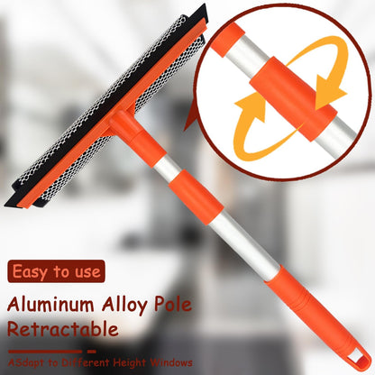 Window Squeegee for Window Cleaning with Retractable Pole 28", Squeegee Window Cleaner Tool 2 in 1 Car Window Cleaning Tool Telescopic Window Washing Equipment, Shower Squeegee for Glass Door
