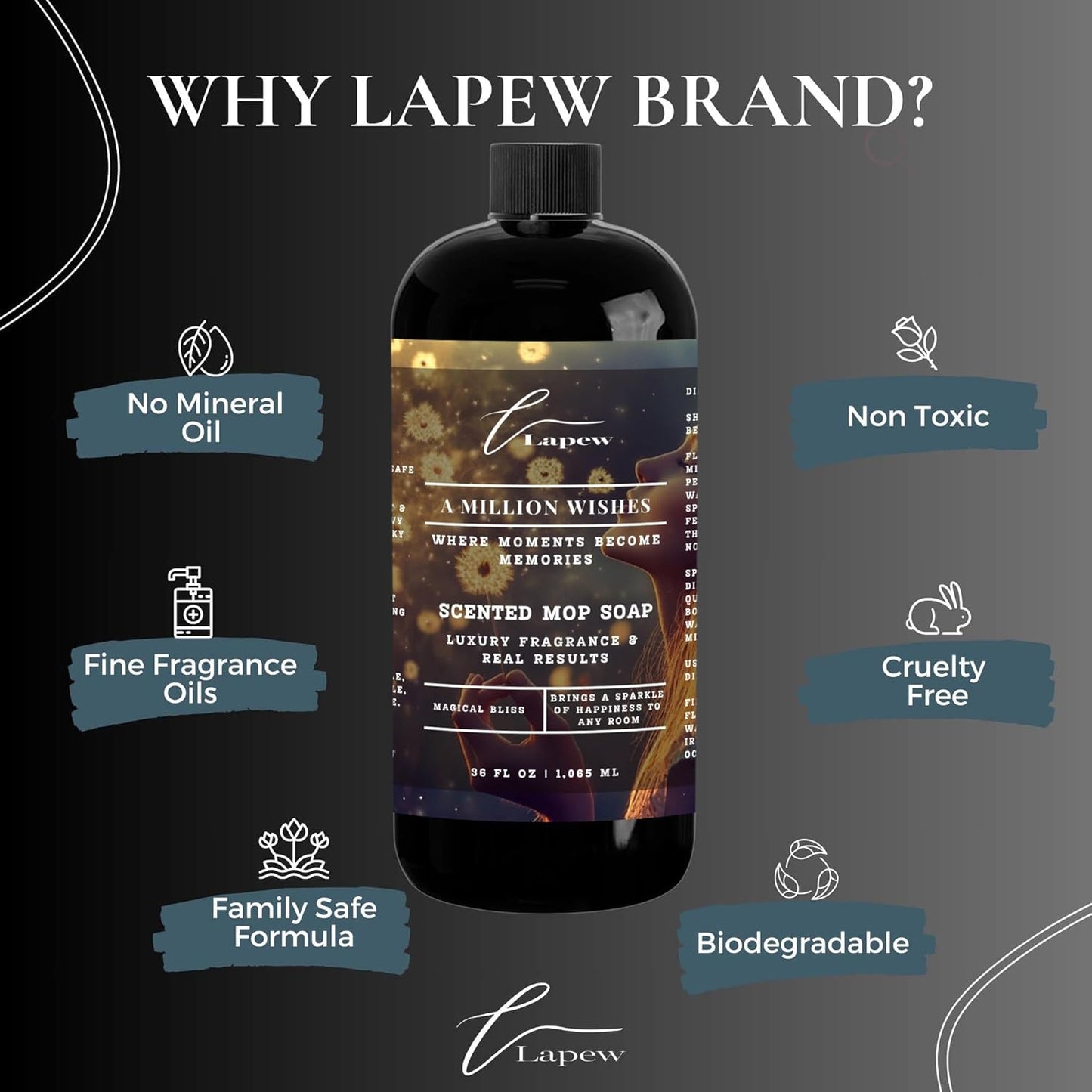 Lapew Black Sea Scented Cleaning Bundle | Carpet Deodorizer Powder (16 oz) & Mop Soap Concentrate (36 oz) | Pet-Friendly Odor Eliminator - Colors A