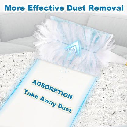 30 pcs Duster Refills Heavy Duty Disposable 180° Dusters Kit Electrostatic Multi-Surface Replacement with 1 Handle for Cleaning Kitchen Blue