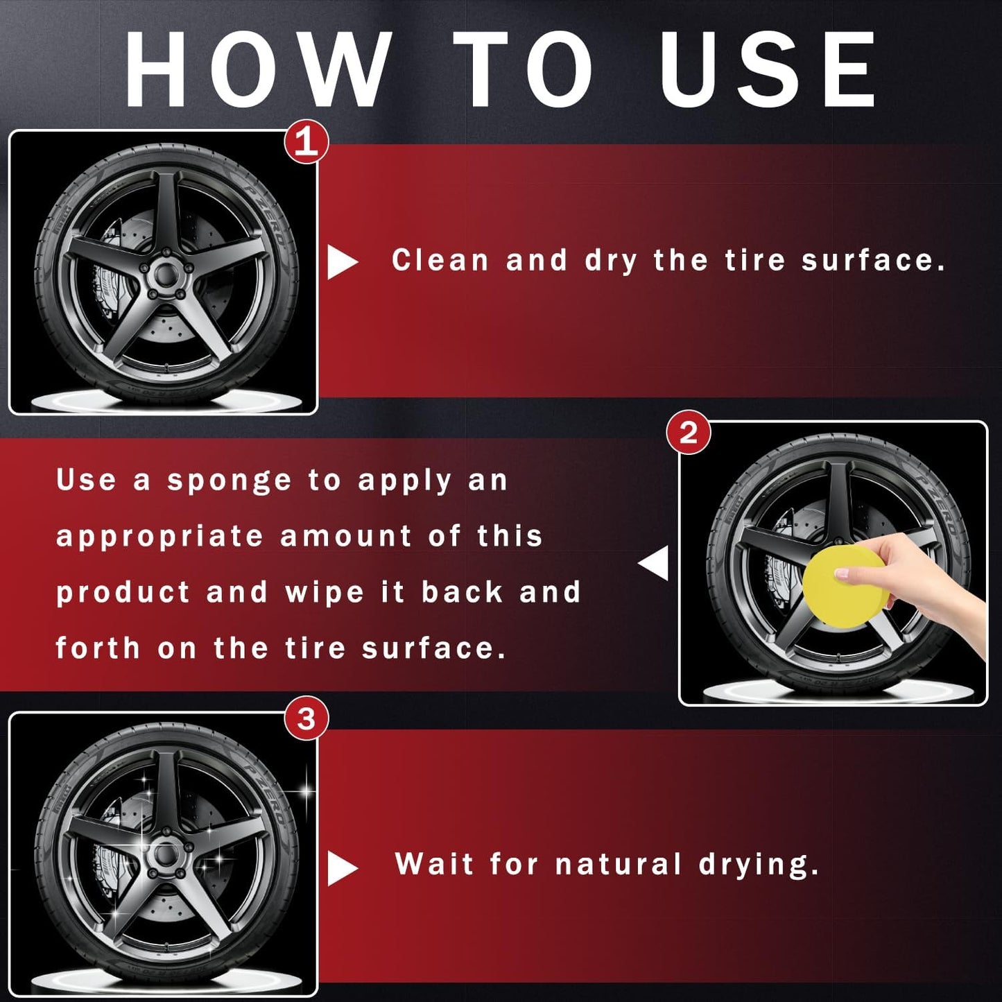 2PC 100g Auto tire Polishing Paste, with Sponge ，Cleaning Polishing，Product，Car Tire Shine for Trucks Sedans RVs SUV