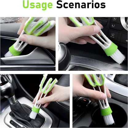 3 PCS Mini Duster for Car Air Vent, 3 Arms Small Duster Vent Cleaner, Blinds Cleaner Dusting Tool, Universal Cleaning Tools for Blinds, Keyboards, Fans (Green)