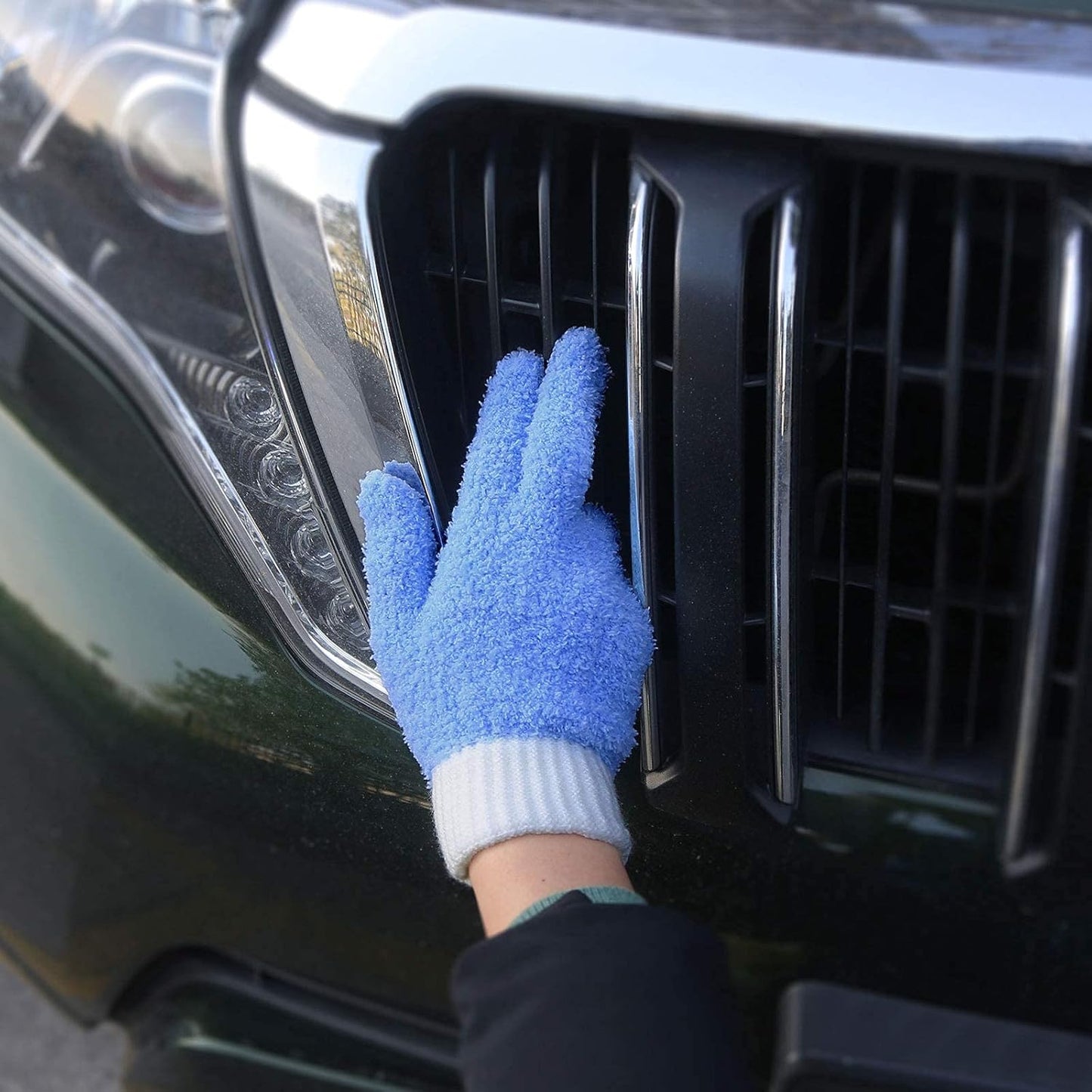 MIG4U Microfiber Dusting Gloves House Cleaning Glove for Blinds, Windows, Shutters, Furniture, and Car, Reusable Lint-Free Pink 1 Pair S/M