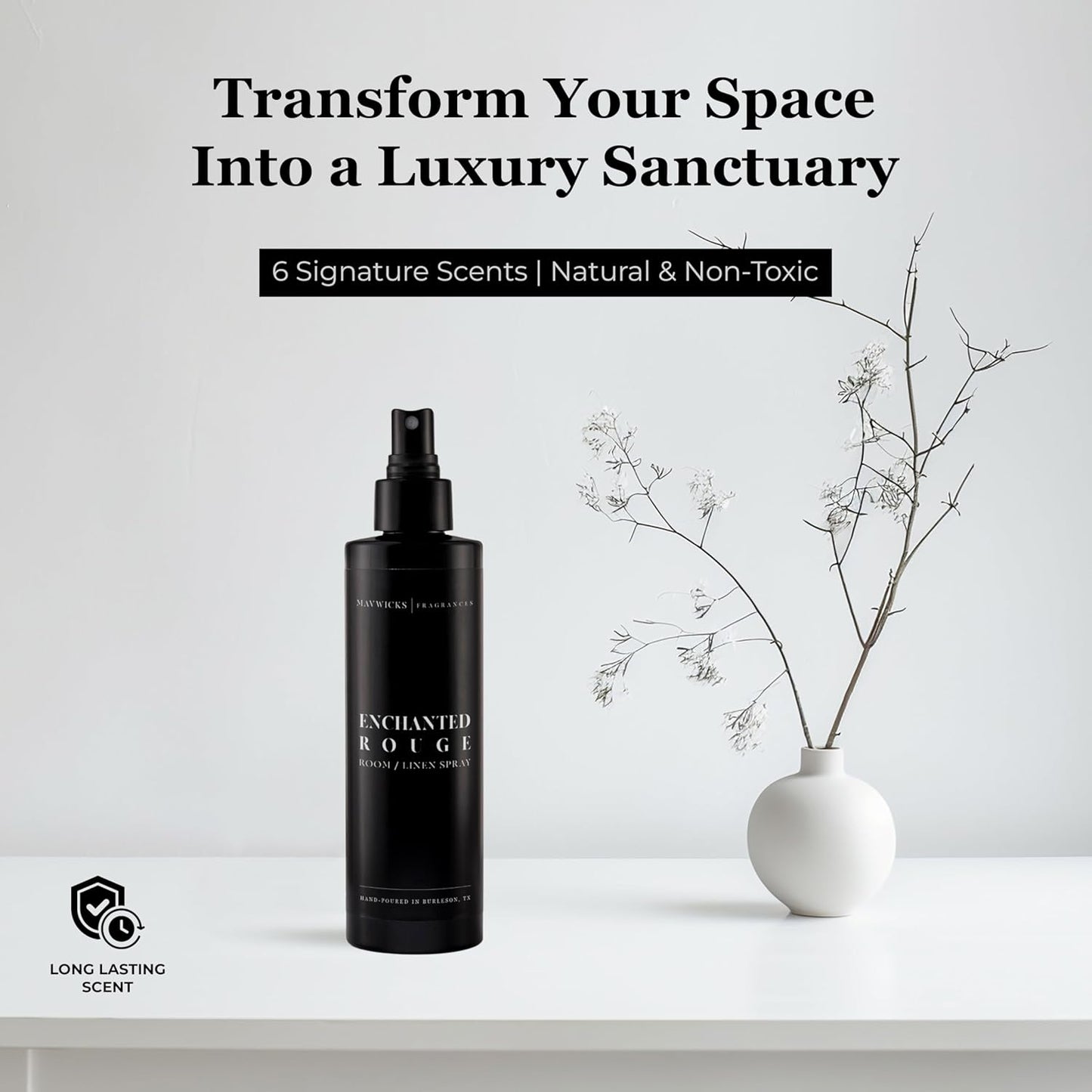 Mavwicks Fragrances - (Luxe) Linen & Room Spray (8oz) – Bedroom & Home Fragrance Mist, Long-Lasting Freshness To Brighten Up Your Space, Fabric & Air Freshener, Aromatherapy Scent Spray