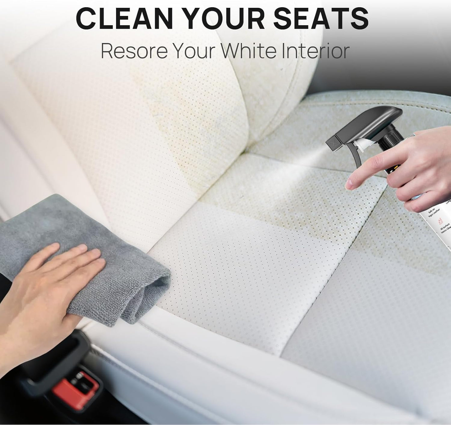 Tesla Interior Cleaner & Seat Stain Remover - Safe for White Vegan Leather - Car Detailing Kit for Model 3 Y S X Cybertruck - Cleans Dashboard, Console, Door & Upholstery Accessories