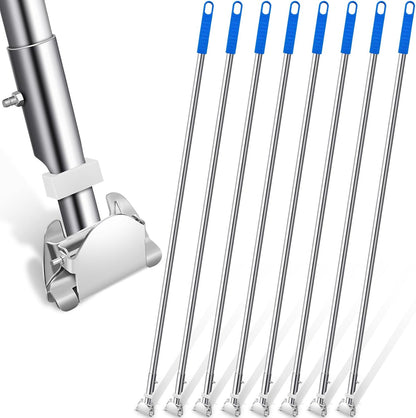 Suclain 4 Pcs Clip on Dust Mop Handle with Chuck 51.18 Inch Stainless Steel Flexible Maneuvering Mop Stick Replacement for Home Restaurant Kitchen Office Bathroom Wood Laminate Tile Floor Cleaning