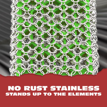 Knapp Made Combo Chainmail Cast Iron Scrubber with Silicone Core - Heavy Duty Rings and Fine Chainmail Rings -Premium Cleaner -Perfect for Cast Iron Cookware,Skillet,Woks