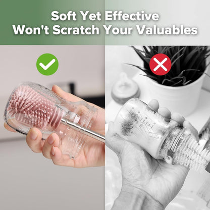 Haakaa Silicone Cleaning Brush - Baby Bottle Brush Cleaner for Breast Pump,Nipple,Breast Milk Storage Bag - Food Grade Silicone - 1 Count - Grey