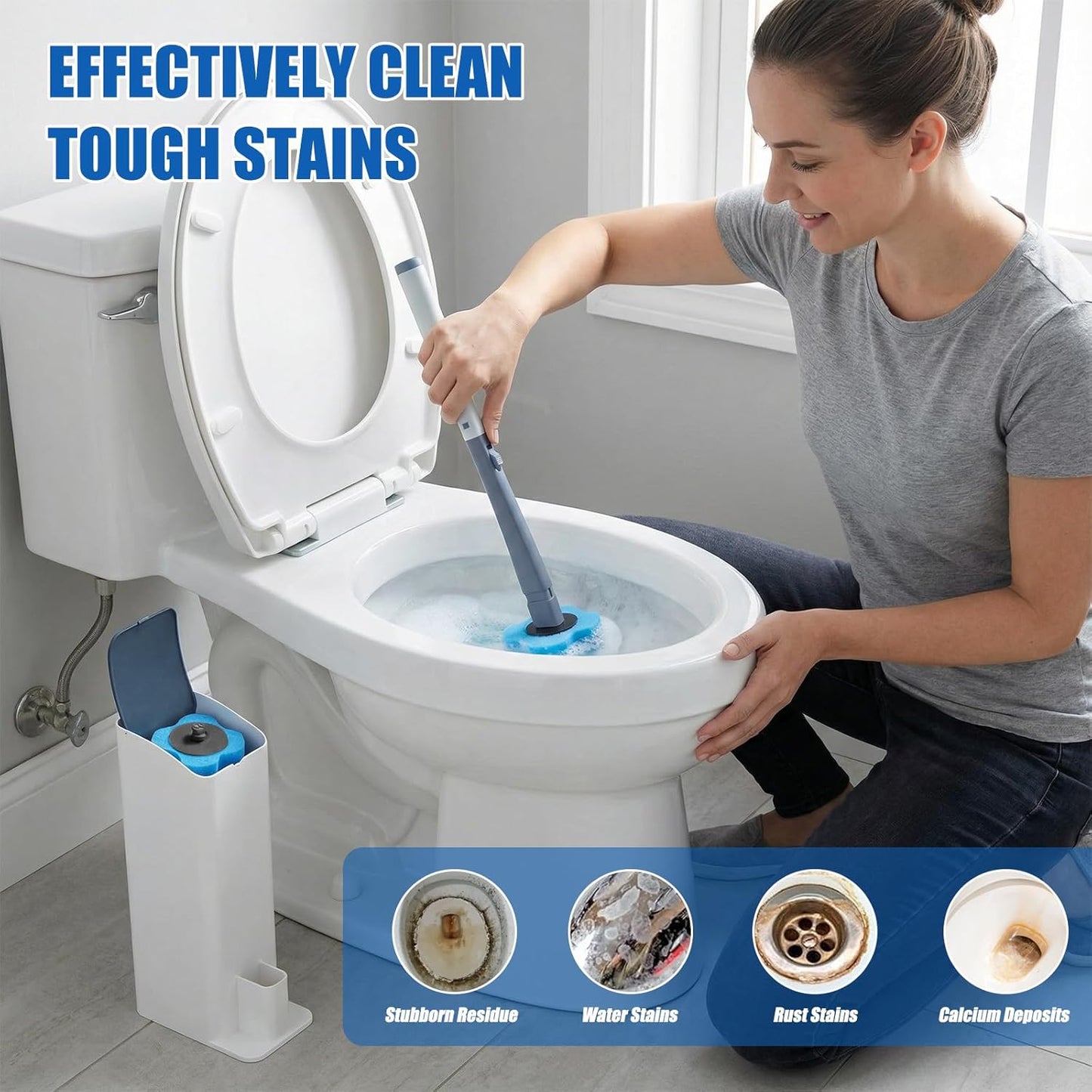 50 PCS Toilet Bowl Wand Refills, Replacement Heads for Bathroom Washroom Cleaning Pads, Disposable Toilet Brush Refills Compatible with Household Brush Scrubber Cleaning Refill Lavender Breeze Purple
