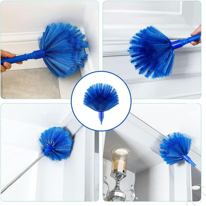 ZZ LAZYCOTTAGE Duster, Microfiber Dusters with 2 Handle Sets, Durable 15-98.1 Inches Long Telescopic Rod, Washable, Feather Dusters for Cleaning Cobweb and Ceilings Fans, 5 Pack (Blue)