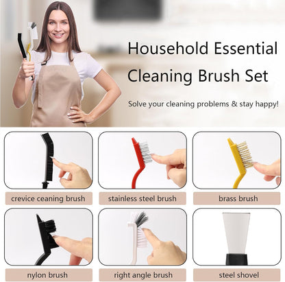 19Pcs Crevice Cleaning Brush Set, Hard Bristle Crevice Cleaner Supplies for Kitchen, Bathroom, Corner, Grout, Sink, Cup, Teapot, Bottle, Blender