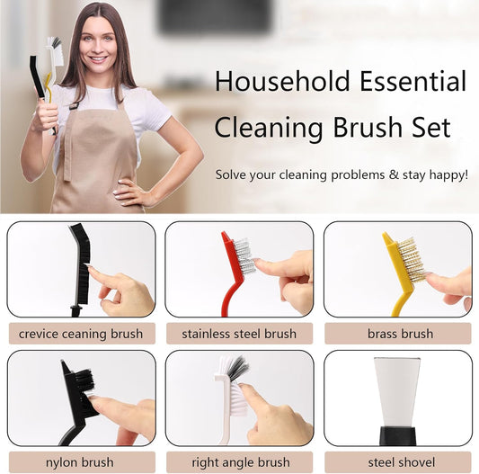 19Pcs Crevice Cleaning Brush Set, Hard Bristle Crevice Cleaner Supplies for Kitchen, Bathroom, Corner, Grout, Sink, Cup, Teapot, Bottle, Blender