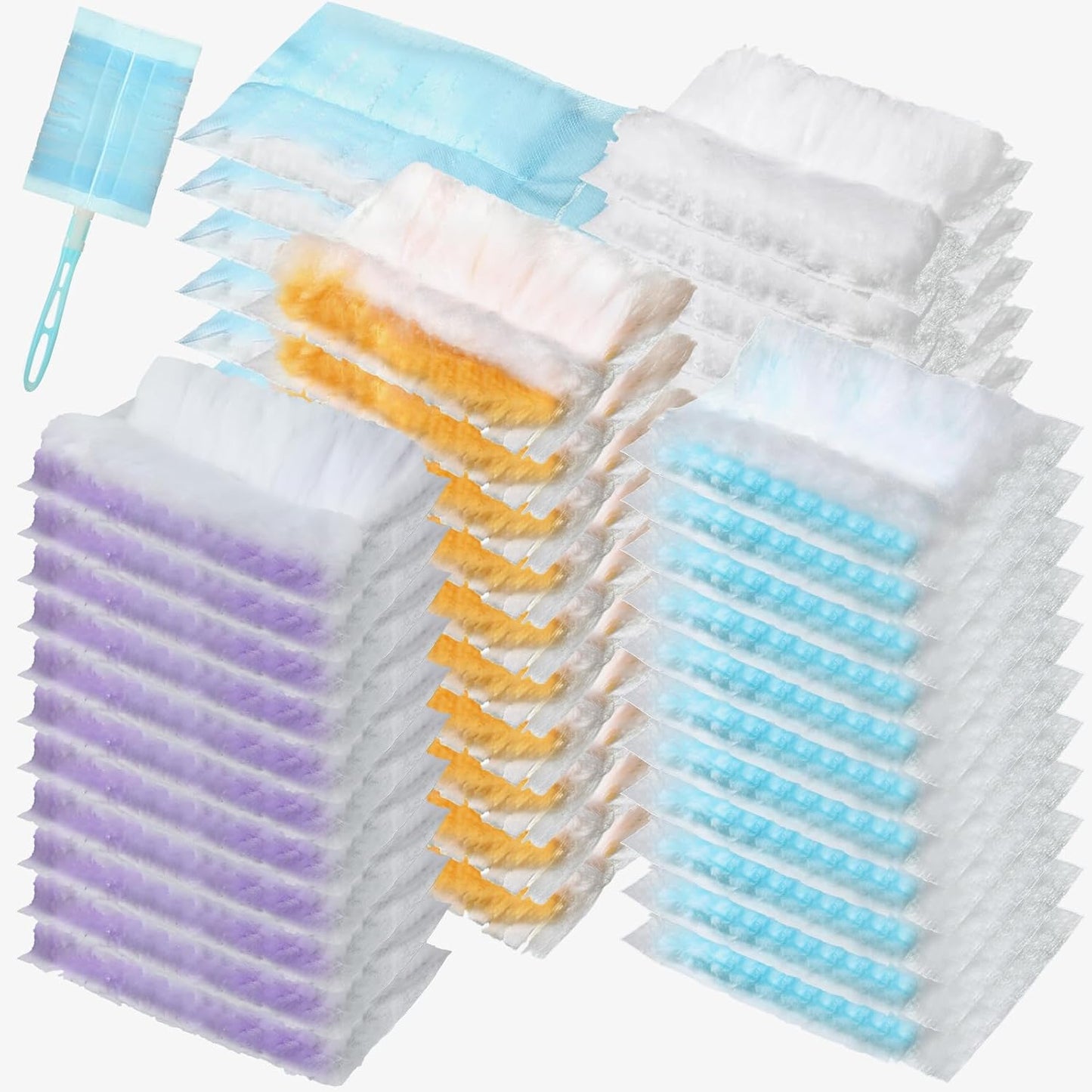 Mimorou 300 Pcs Disposable Dusters Refills Bulk Heavy Duty 180° Multi Surface Replacement Dusters for Cleaning Ceiling Fan with Microfibers Unscented (Light Colors)