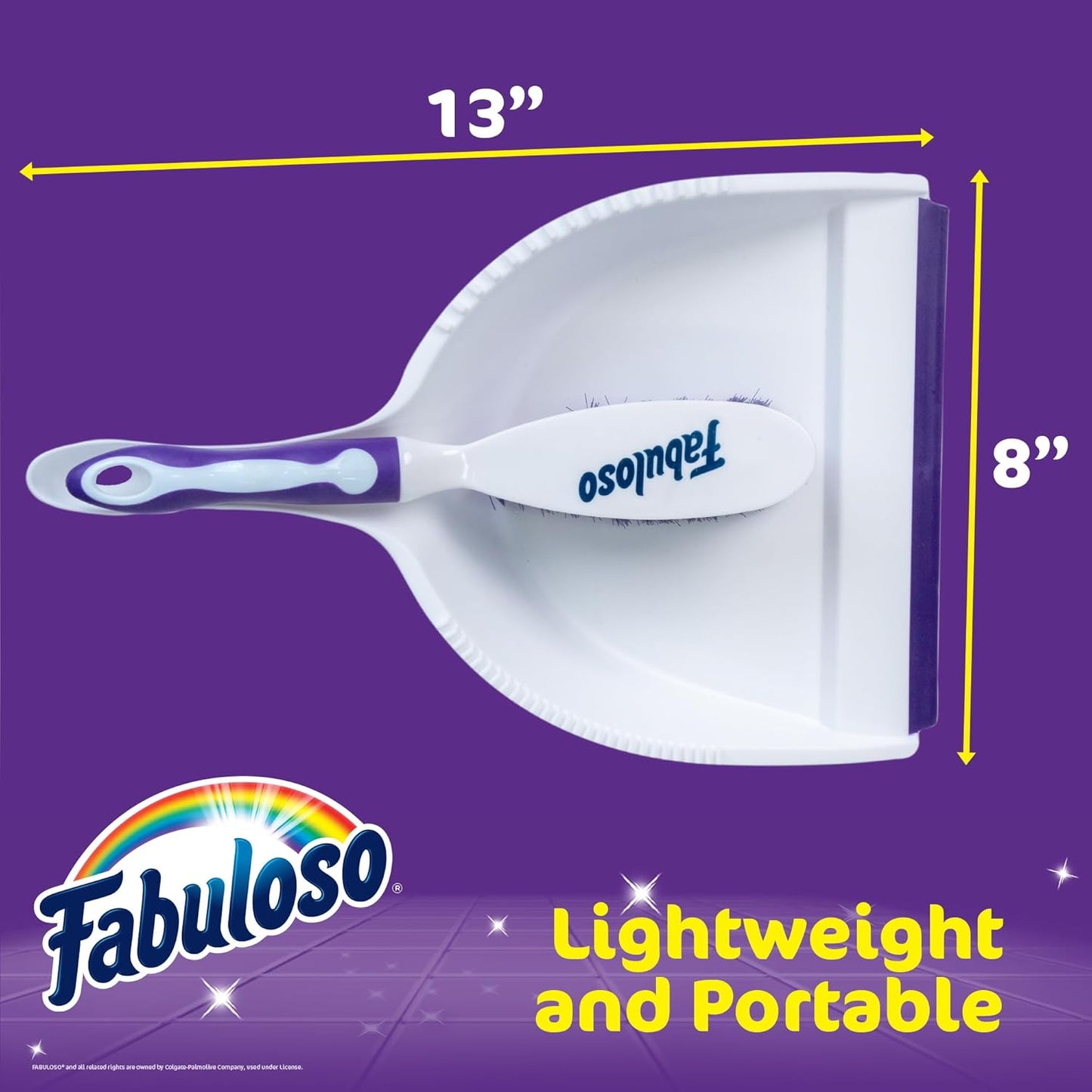 Fabuloso Cleaning Brush with Handle, Compact Handheld Household Scrub Brush for Kitchen, Bathroom, Baseboards, Tile and Floors, Firm Bristles for Indoor Surface Cleaning, White and Purple, 5.5 Inch