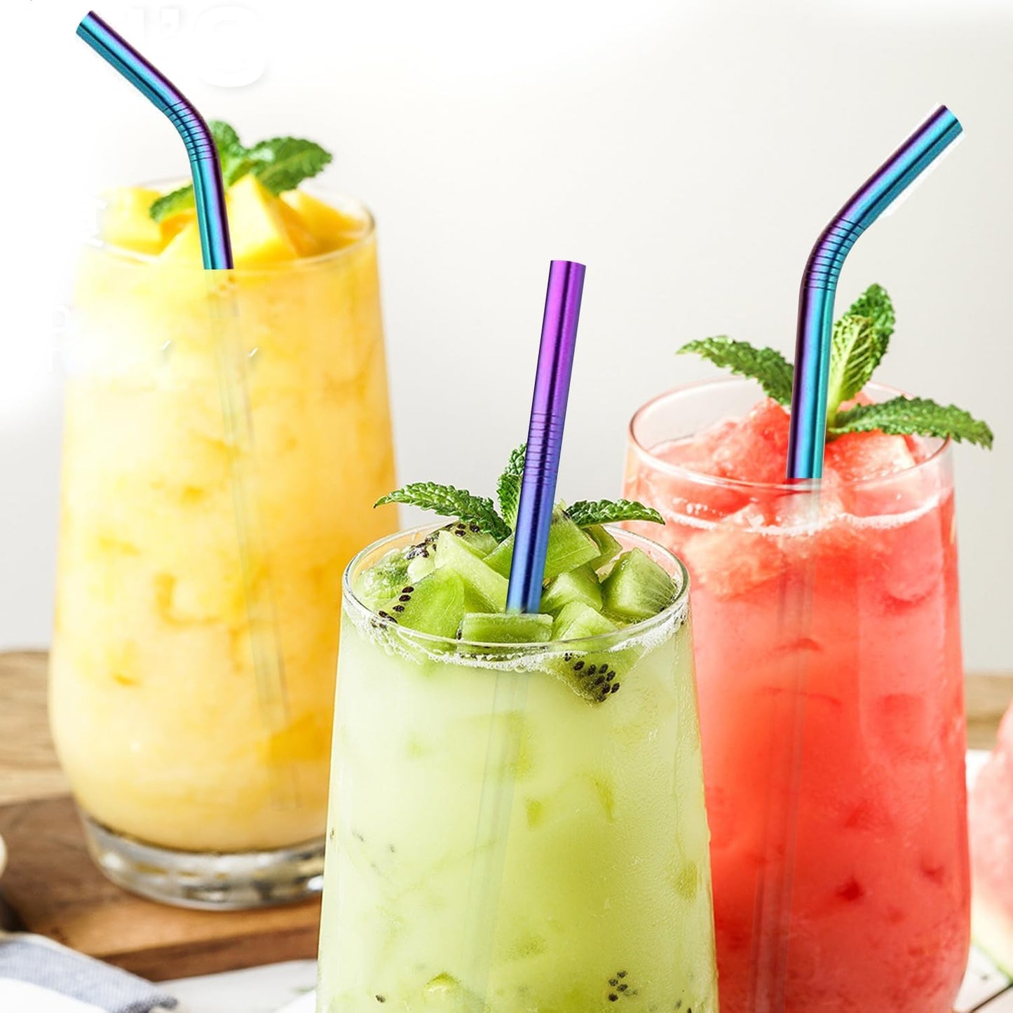VEHHE Metal Straw Stainless Steel Straws Drinking Reusable Straws 4 Set -10.5" Ultra Long Rainbow Color-Cleaning Brush for 20/30 Oz for Yeti RTIC SIC Ozark Trail Tumblers (2 Straight|2 Bent|1 Brush)