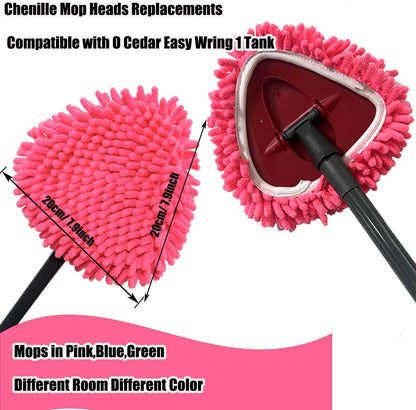 6 PCS Spin Mop Heads Replacements Compatible with Ocedar Easywring 1 Tank System Chenille Mops Duster Pad Washable Dust Refills Green Blue Red