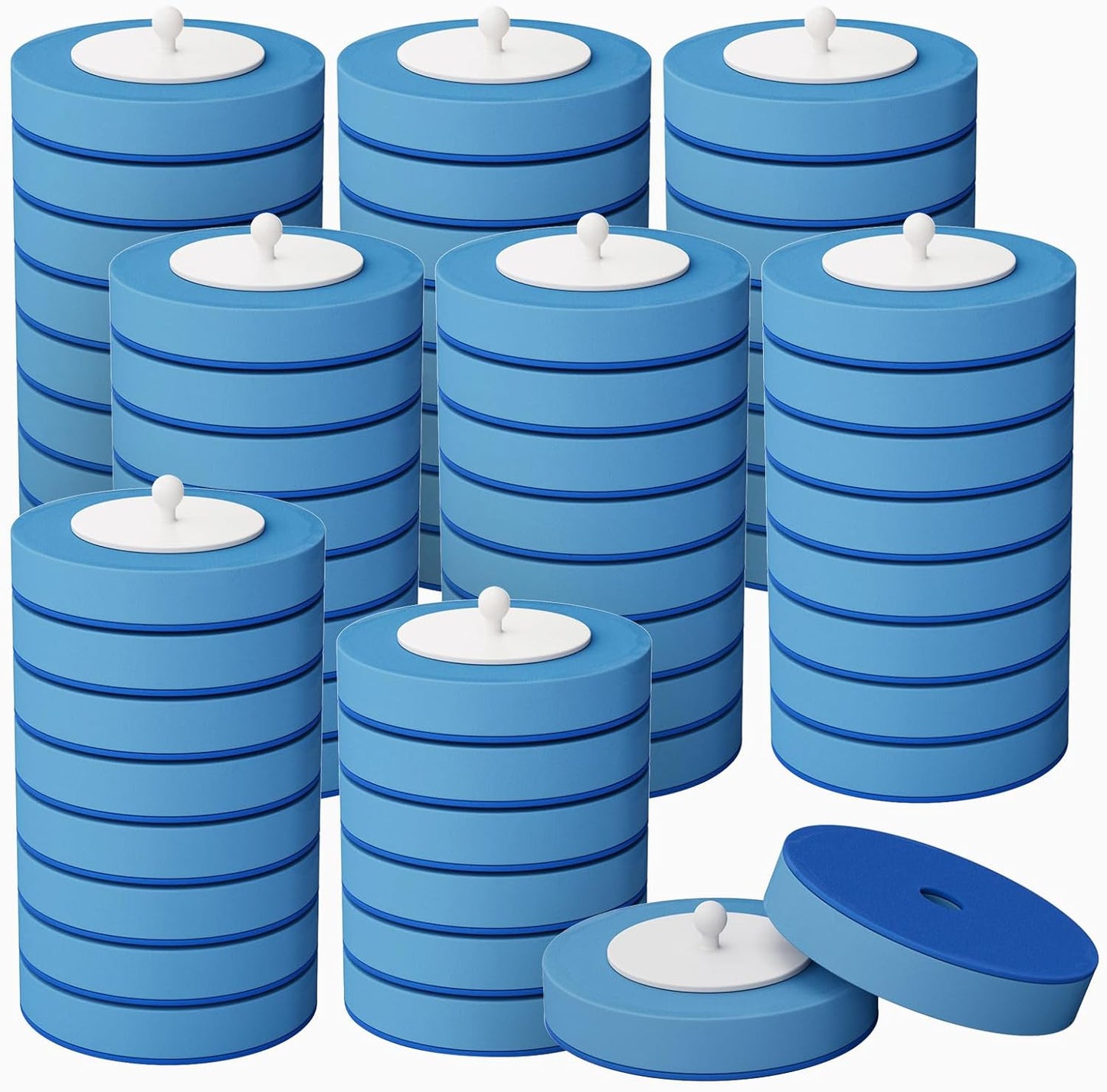 Disposable Toilet Brush with 32 Refill Heads and Holder- Clean Brush Starter Kit with 1 Toilet Wand, 1 Storage Caddy and 1 Fragrant Tablet (1 + 32)