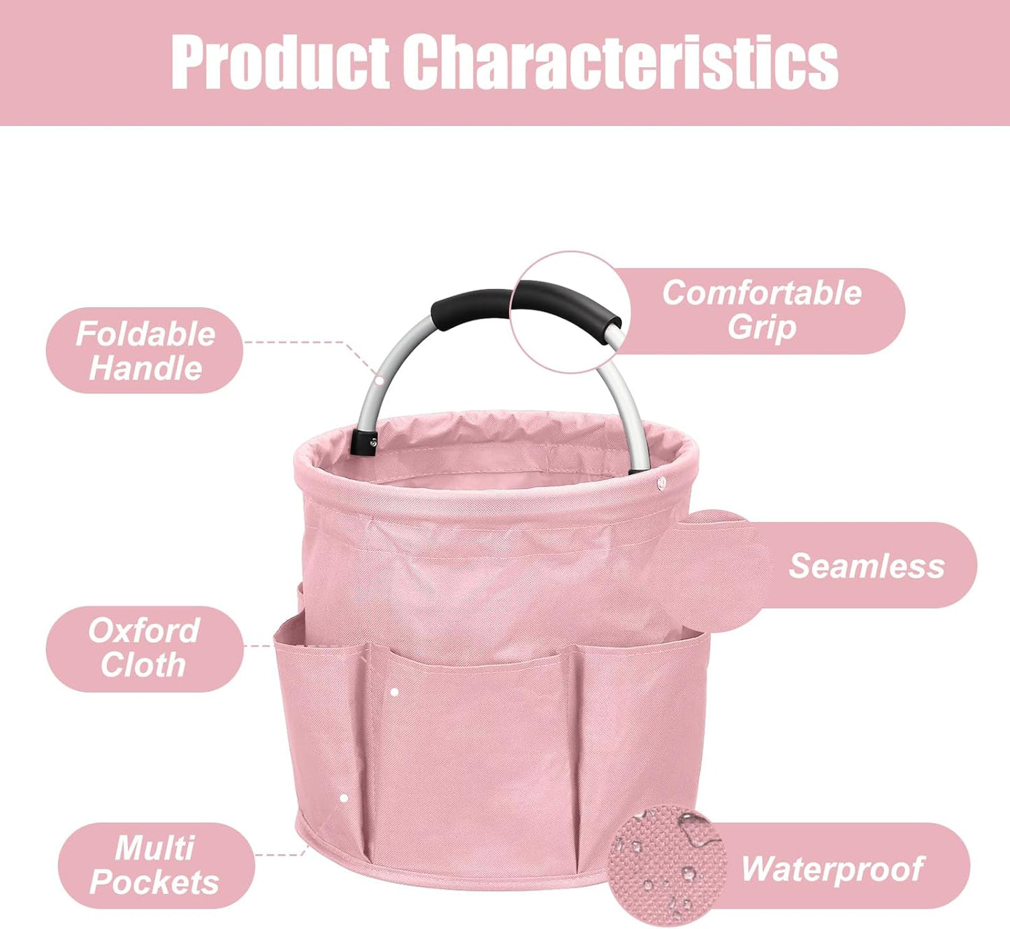 Qivine 17L Cleaning Caddy with Handle, Cleaning Supply Caddy Foldable Tool Bag Cleaning Products Organizers Portable Cleaning Bucket Organiser for Storing Towels(Blue)