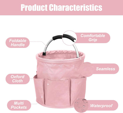 Qivine 17L Cleaning Caddy with Handle, Cleaning Supply Caddy Foldable Tool Bag Cleaning Products Organizers Portable Cleaning Bucket Organiser for Storing Towels(Blue)