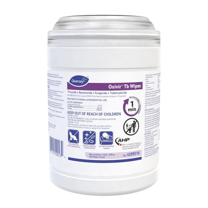 Oxivir Diversey Tb 5388471 Ready-to-Use Disinfectant Cleaning Wipes, Accelerated Hydrogen Peroxide, Large 7x8-Inch Sheets, 60-Wipes, 1-Slim Canister