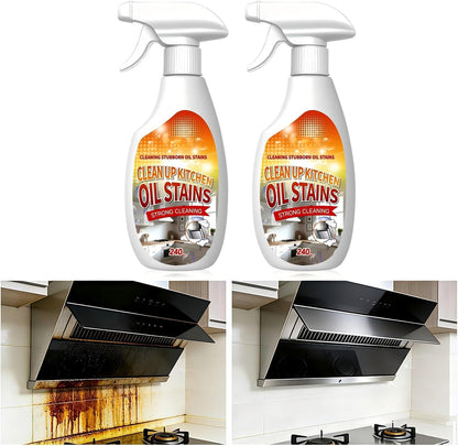 Heavy-Duty Kitchen Degreaser Spray, Multi-Purpose Foam Cleaner for Stovetops, Pans, Countertops & Appliances, Powerful on Grease and Oil Stains, No-Rinse Formula, 350ml/12oz, Lemon Scent（2 Pack）