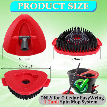 Spin Mop Scrub Brush Head Compatible with O Cedar EasyWring 1-Tank Spin Mop System, 2 Microfiber Scrubber Mop Head Refills & 1 Mop Base, Hard Bristle Cleaning Brush for Bathroom, Kitchen, Tub and Tile
