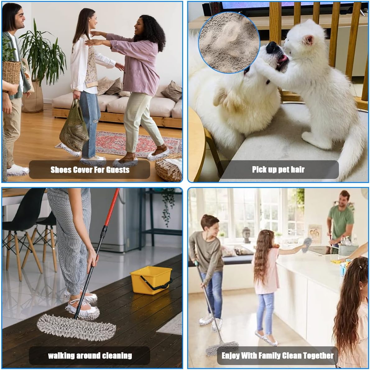 8 Pcs Mop Slippers Socks Floor Cleaning,Microfiber Shoe Covers dust Washable Reusable for Woman Man House Kitchen (Dark Grey)
