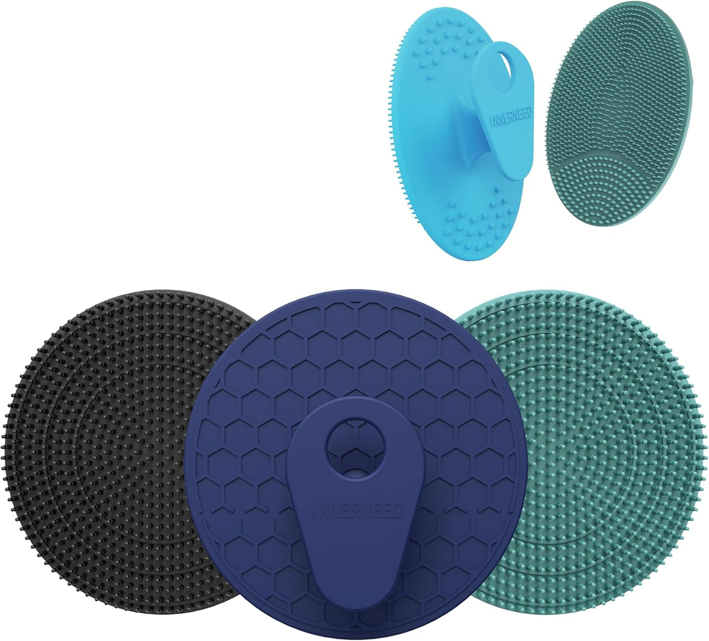 INNERNEED Food-Grade Soft Silicone Body Scrubber Shower Brush Handheld Cleansing Skin Brush, Gentle Exfoliating and Lather Well (Black)