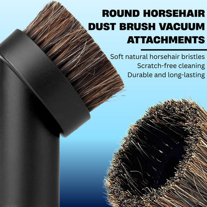 Horse Hair Vacuum Attachment (1.25 Inch) plus 1 3/8'' to 1 1/4'' Vacuum Hose Adapter: Soft Bristle Brush 32mm Vacuum Accessories for Car Detailing, Furniture, Blinds, Air Vents & Delicate Surfaces