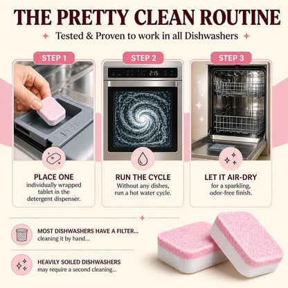 Dishwasher Cleaner And Deodorizer Tablets - 6 Months Supply Unscented Dishwasher Cleaning Tablets - Deep Cleaning Removes Limescale and Odors - Eco-friendly Dish Washer Machine Cleaner - Septic Safe