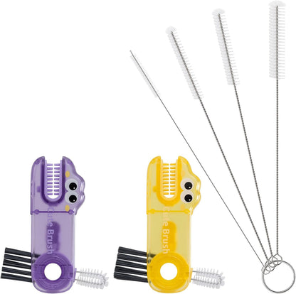 Five-Piece Bottle Brush Cleaning Set Includes 4 Straw Cleaning Brushes and 1 Cup Brush with Detachable Long Handle. Suitable for Cleaning Straws, Glasses, and Water Cups.