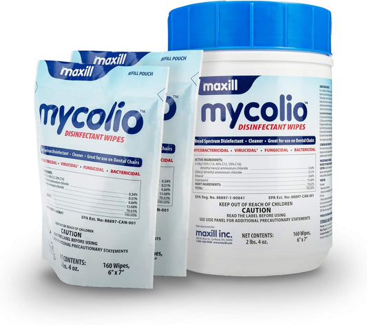 Mycolio Hospital Grade Disinfectant Wipes - 160 Wipes - 6" x 7"
