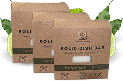 Dish Washing Bundle Kit | Eco-Friendly Solid Dish Soap, Cedar Soap Tray, Bamboo Pot Brush | Organic & Vegan Ingredients, Non-Tox Dish Soap | 3pc. Set