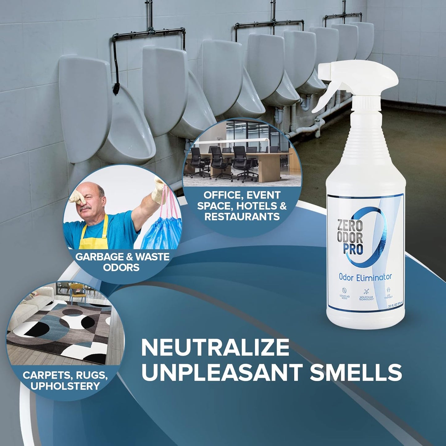 Zero Odor Pro Commercial Strength Odor Eliminator, Room Deodorizer and Air Freshener, Trigger Spray, 32 oz