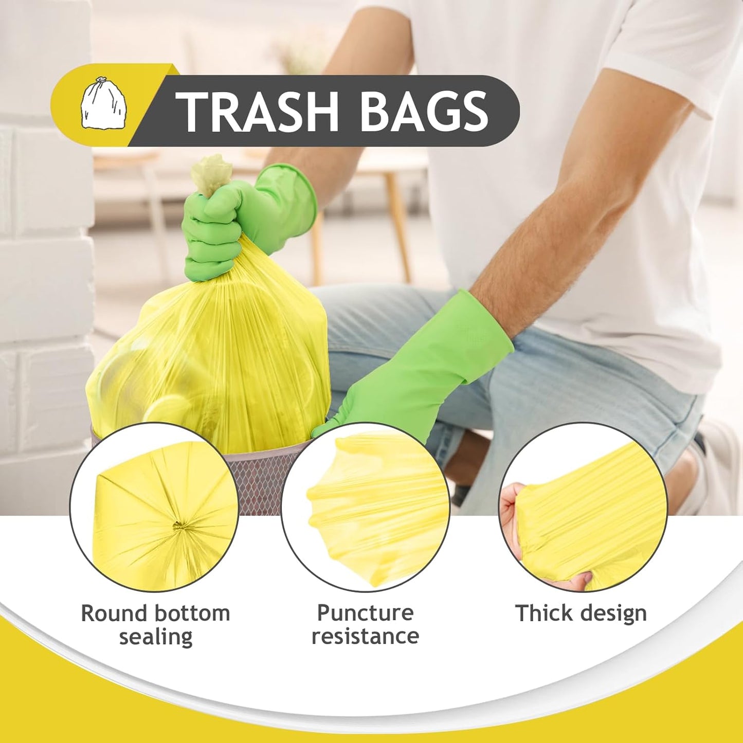 Teivio Small Trash Bags 4 Gallon 120 Counts Garbage Bags, Bathroom Trash Can Bin Liners, Small Plastic Bags for home office kitchen, fit 12-15 Liter, 3,3.5,4.5 Gal, Clear