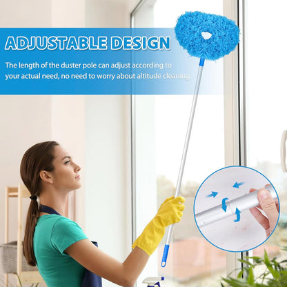 Ceiling Fan Cleaner Duster High Ceiling Extended Fan Blade Cleaner from 13 to 50 Inch Reusable Microfiber Ceiling Fan Duster with Extension Handle for Furniture Bookshelves Wall Door (Gray)