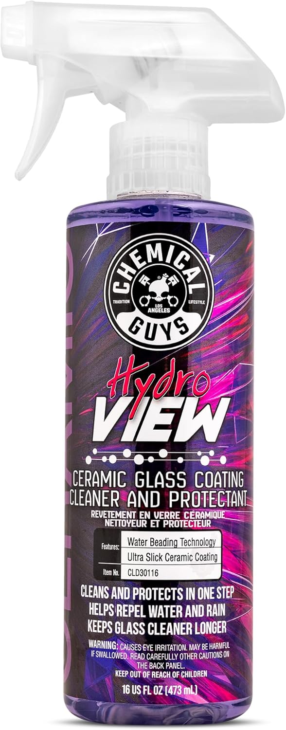 Chemical Guys HydroView Ceramic Glass Cleaner & Coating - Cleans & Adds Hydrophobic Protection, Car Window Cleaner for Glass, and Mirrors, Trucks, SUVs, and Home Use - 16 fl oz