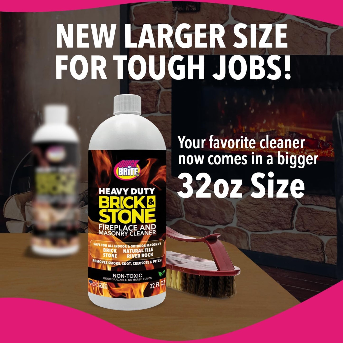 Quick 'n Brite Fireplace Gel Cleaner for Brick, Stone, Rock, Tile, and Marble, Nonabrasive Fireplace Cleaner, Made in the USA, 16 oz
