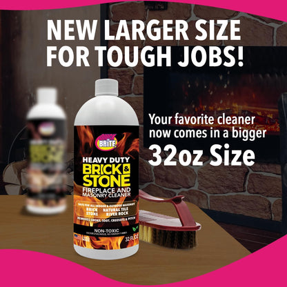 Quick 'n Brite Fireplace Gel Cleaner for Brick, Stone, Rock, Tile, and Marble, Nonabrasive Fireplace Cleaner, Made in the USA, 16 oz