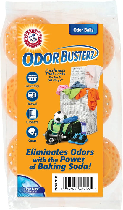 Arm & Hammer OdorBusterz® Odor Eliminator Balls, Clean Burst, 10 Count – Baking Soda Odor Control for Closets, Drawers, Hampers & Small Spaces