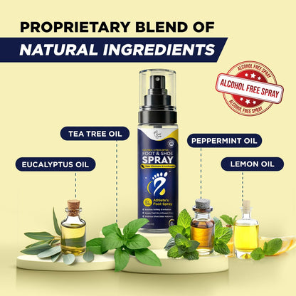 Tea Tree Foot Odor Spray - Mint Blast Shoe Deodorizer for Smelly Feet, Athletes Foot Spray Odor Eliminator No More Smelly Shoes or Stinky Feet | Removes, Controls & Prevents Odors - 120ml Made in USA