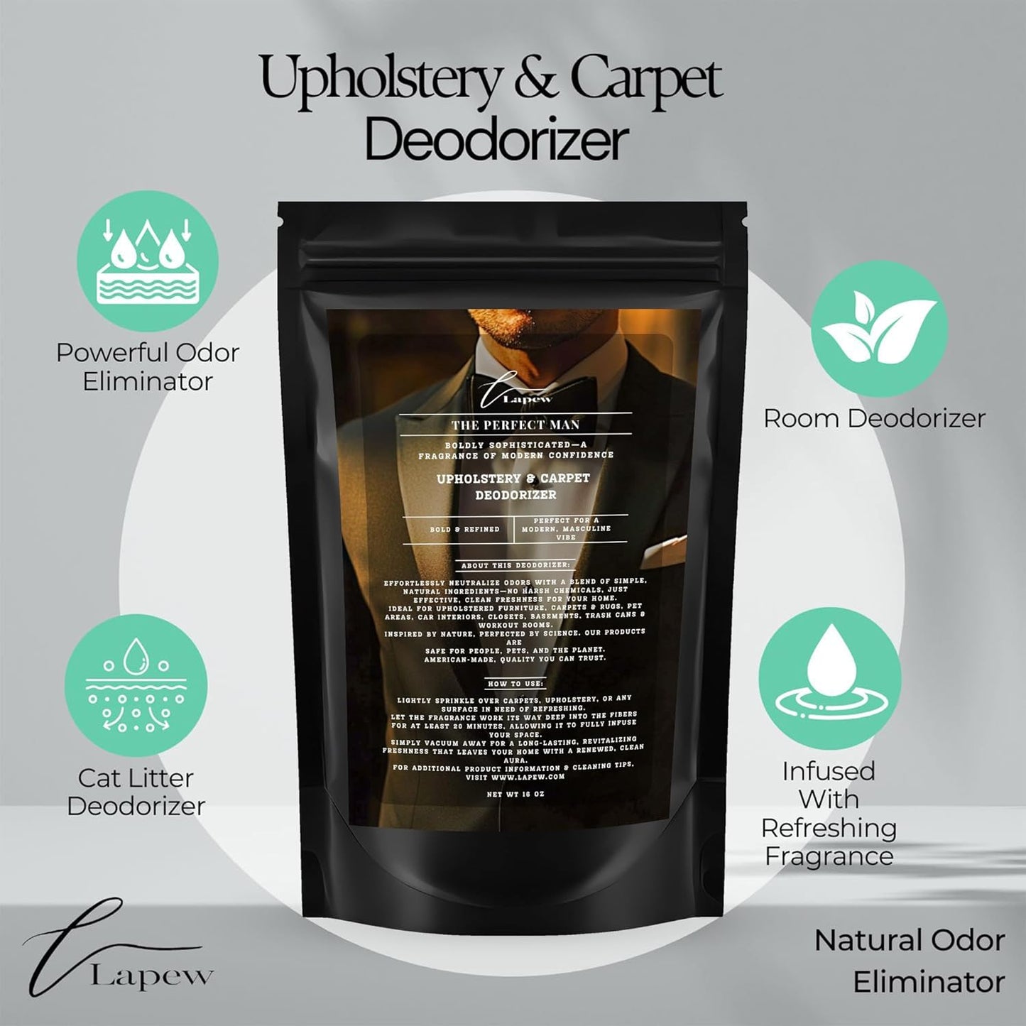 Lapew Black Sea Scented Cleaning Bundle | Carpet Deodorizer Powder (16 oz) & Mop Soap Concentrate (36 oz) | Pet-Friendly Odor Eliminator - Colors B
