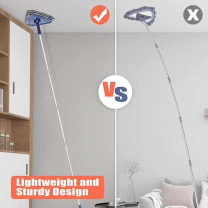 JEHONN Wall Cleaner Mop with Long Handle 82 Inches, 3-in-1 Ceiling Cleaning Tool Duster with 6 Replacement Microfiber Chenille Pads for Painted Walls, Window, Floor, Baseboard