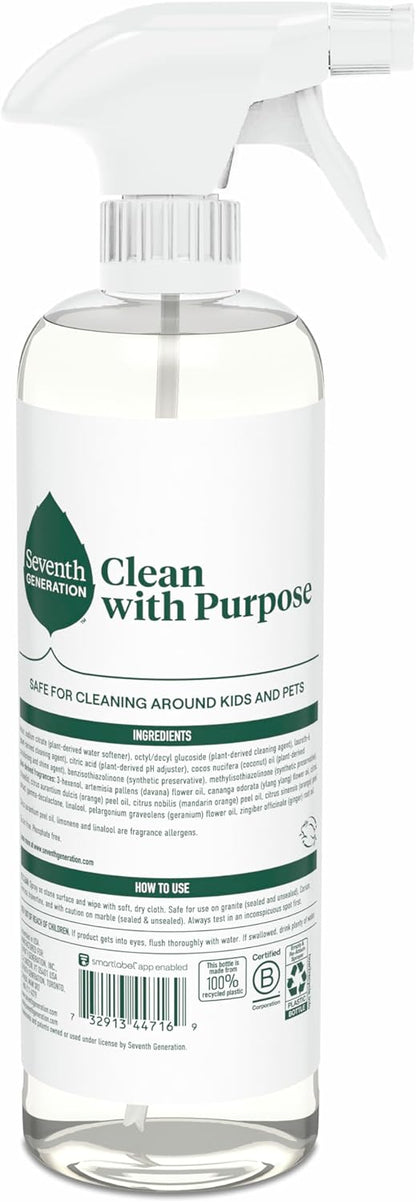 Seventh Generation Granite & Stone Cleaner, Mandarin Orchard Scent, Streak-Free Clean, 23 Fl Oz