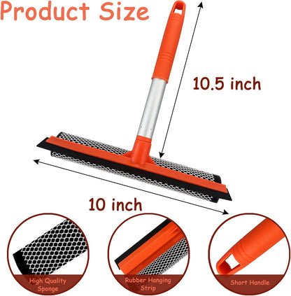 Window Squeegee for Window Cleaning, Squeegee Window Cleaner Tool 2 in 1 Car Window Cleaning Tool with Extension Pole 58‘’ Telescopic Window Washing Equipment, Shower Squeegee for Shower Glass Door