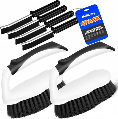 Scrub Brush - 6 Pack, Scrub Brushes for Cleaning, Heavy-Duty Scrub Brush, Stiff Bristles Cleaning Brush, for Kitchen, Bathtub, Floor and Wall Surfaces, Grey