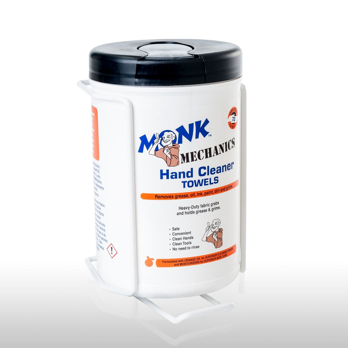 Monk Wipes - 45072 Monk Mechanics Heavy Duty Wipes, Large Shop and Mechanic Wipes, Multi-Purpose Surface and Hand Cleaning, 6 Canisters of 72 Count, Perfect for Removing or Cleaning Paint, Oil, Grease, Grime and more